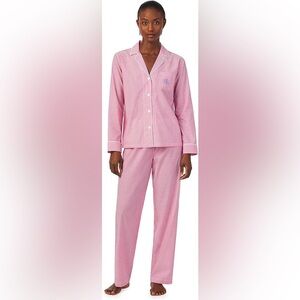 Ralph Lauren Pink and White Striped Button Down Pajama set